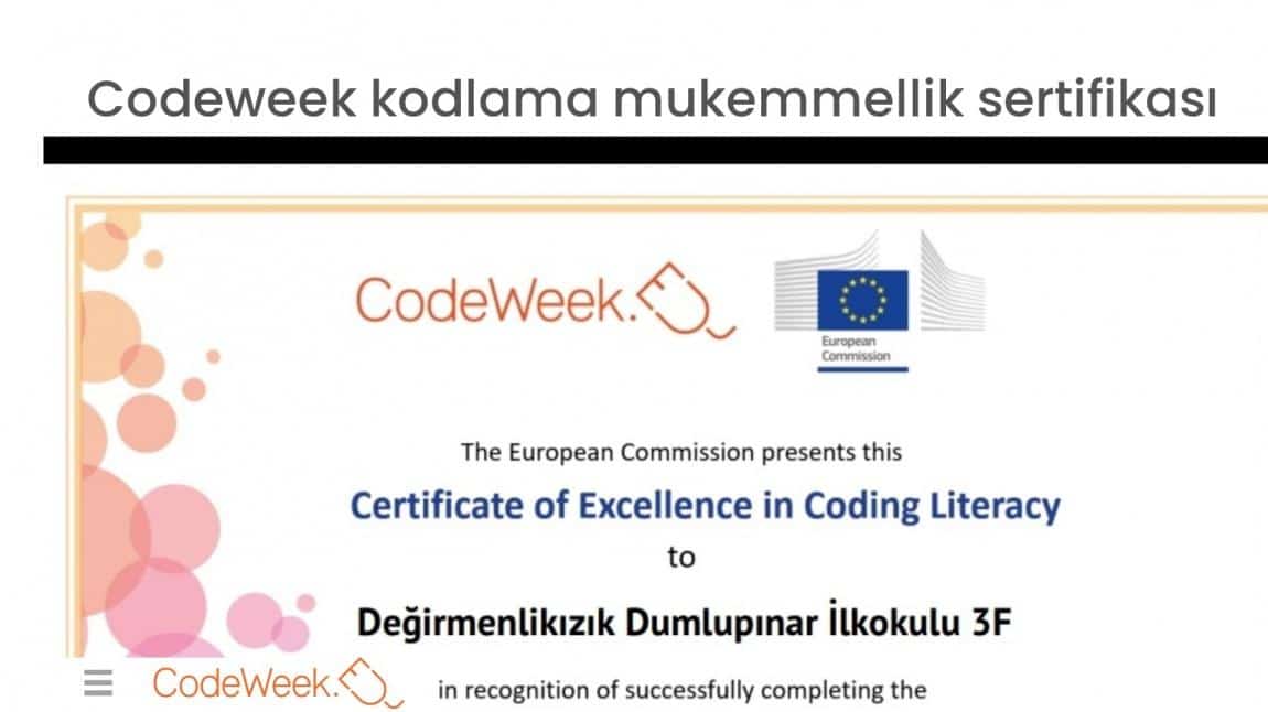 Uluslararası kod haftası mükemmellik sertifikası